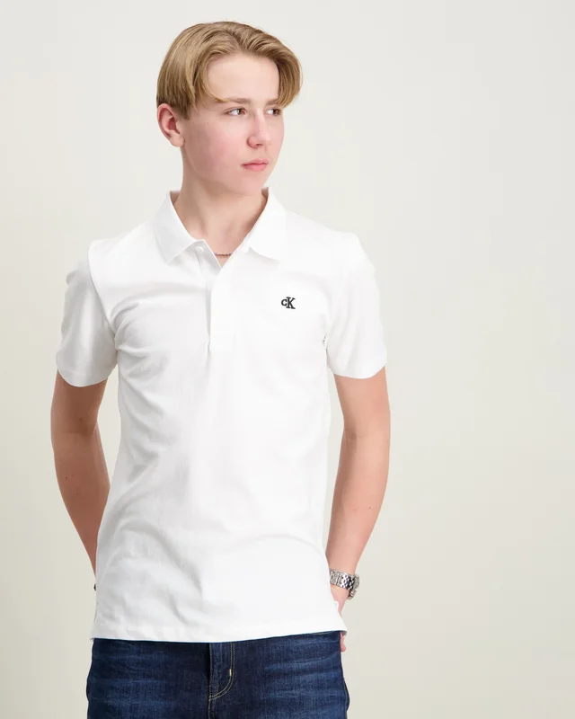 Calvin Klein SOLID POLO Hvit Pique Gutt - Kids Brand Store