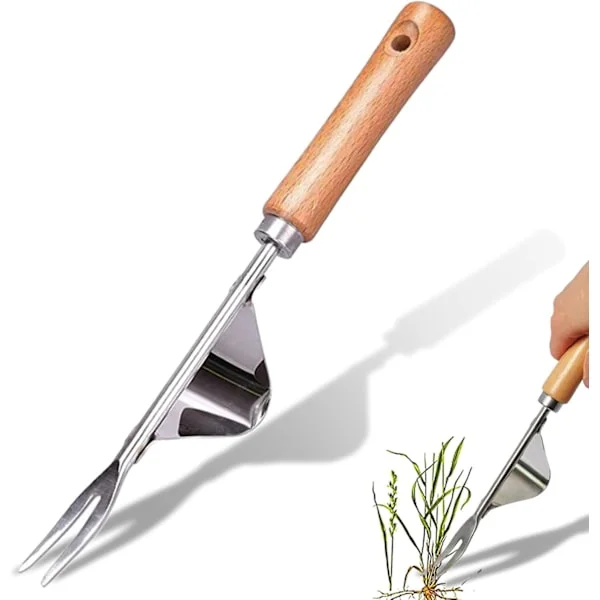 1 stk. Manuel Ukrudtsfjerner, 31,5 cm Rustfrit Stål Manuel Ukrudtsfjerner Værktøj, Manuel Ukrudtsfjerner Kniv, Y-Formet Manuel Ukrudtsfjerner 