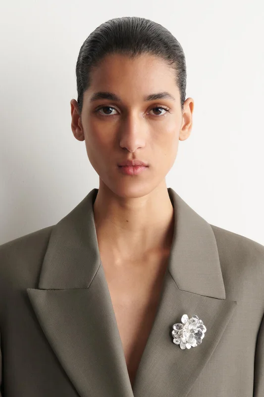 COS Women's Floral Brooch in Silver-coloured