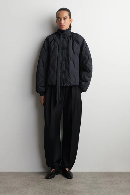 COS Gathered Quilted Down Jacket in Blue - Women