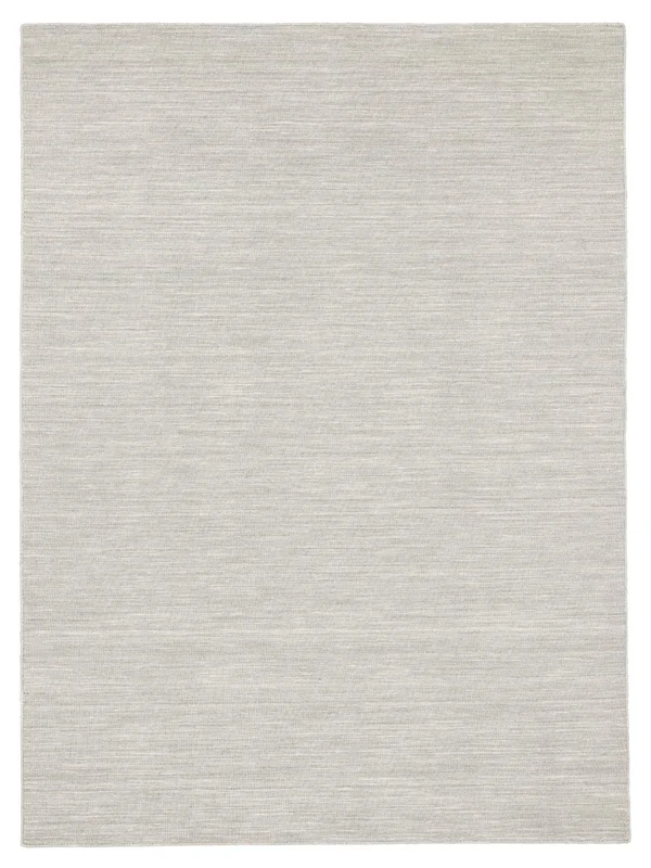 Plain (Single Colored) Large Handloom Flat Rug - Silver Grey 300X400 Wool, Modern Style