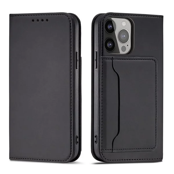 Magnet Korttikotelo Samsung Galaxy S23 Ultra flip kansi lompakko jalusta musta