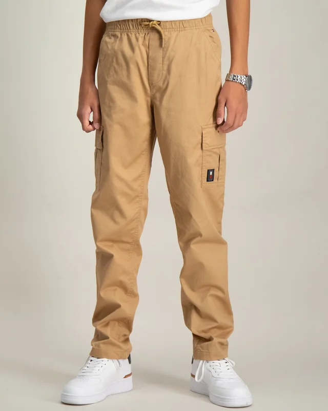 Tommy Hilfiger CARGO PULL ON COTTON PANTS Beigestä Housut Pojat - Kids Brand Store