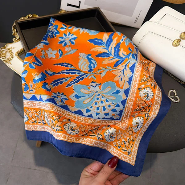 【YD】Women's Scarf, Beautiful Women's Scarf Orange, Stylish Women's Scarf Orange, Scarves, Shawl, Square