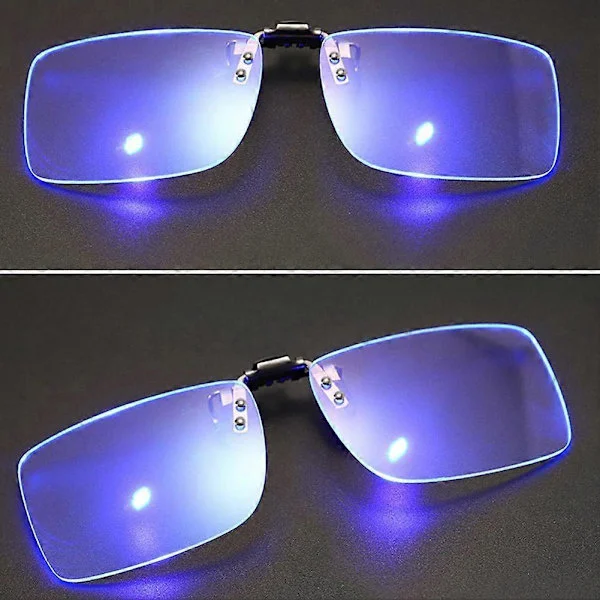 Transparent White Blue Light Clip (A) Blue Light Clip Blue Light Filter Glasses Clip-On Anti-UV Strain Relief Office Computer