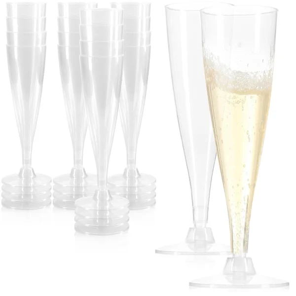 16x återanvändbara champagneglas - transparenta stapelbara champagneglas i plast för fester, camping och på språng - återanvändbara och 