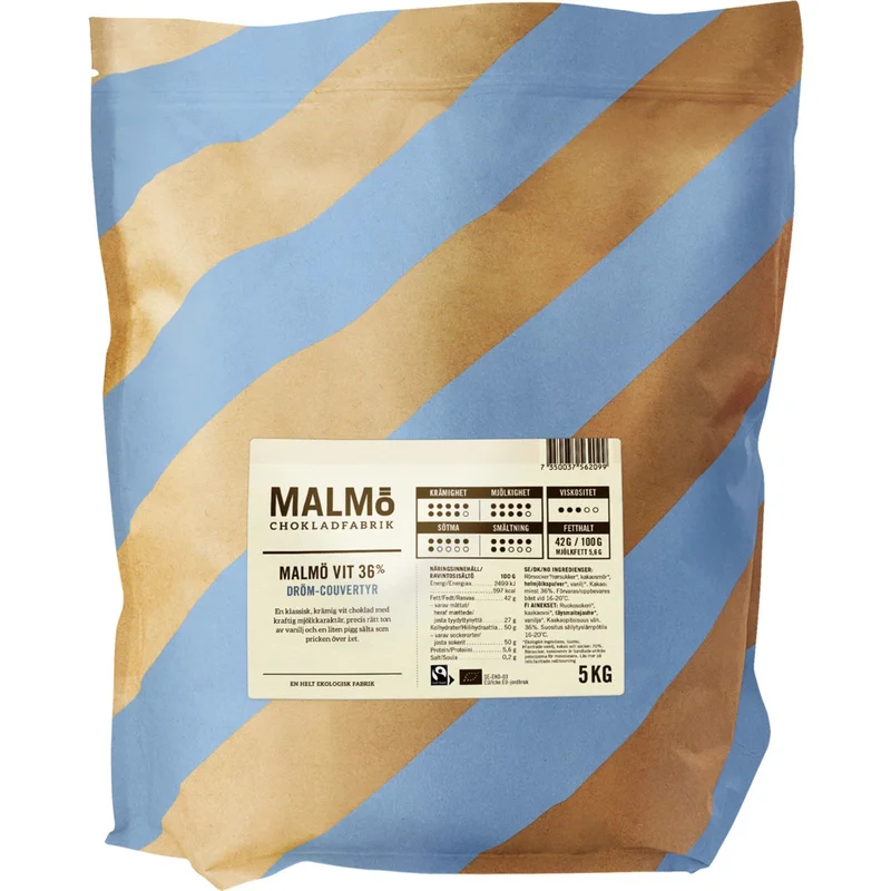 Malmö chokladfabrik Malmö Vit 36% couverture | Matlagning > Skafferiet > Choklad > Choklad | Bagaren och Kocken
