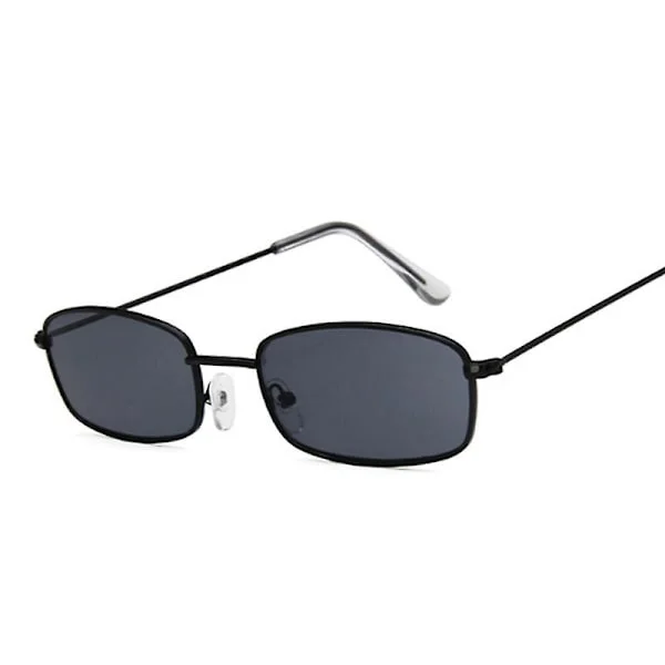 Metall Fyrkantiga Solglasögon Vuxen Retro Varumärke Resa Små Rektangulära Solglasögon Vuxen Svart Gul Röd Spegel Vintage Oculos De Sol(Svart Grå)