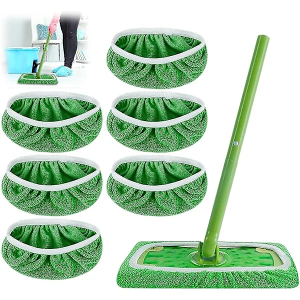 6 st återanvändbara mikrofibermoppdynor för Swiffer Sweeper mopp, torra sopkläder och våta moppdukar för att moppa golv-FX-