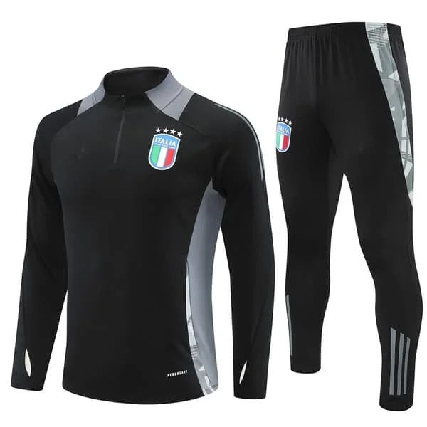 2025 Fotball Treningsjakke, Italia Svart Halv Glidelås Sportsklær[JSR]