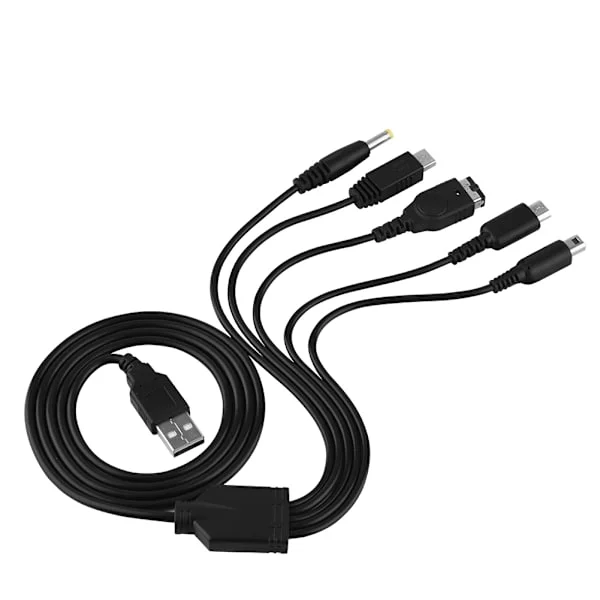5 i 1 USB-lader for Nintendo NDS Ll XL 3DS Wii U PSP Multifunksjonell Ladekabel