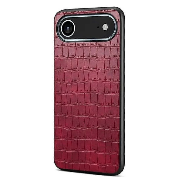 Yhteensopiva iPhone 17 Air -kotelon kanssa Krokotiilikuvioitu nahkainen ohut takakansi (punainen)