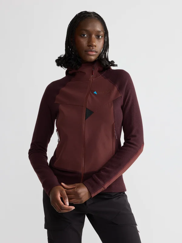 Klättermusen Hugin Zip Hoodie Women's's - Amaranth Red-Burnt Lava - Women's - L