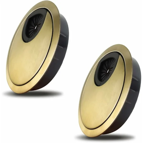 2 stk Noble Kabelgennemføring 60 mm Kabelhulbeskytter til Skriveborde, Skriveborde og Bordplader Materiale: Zinklegering (Bronze)
