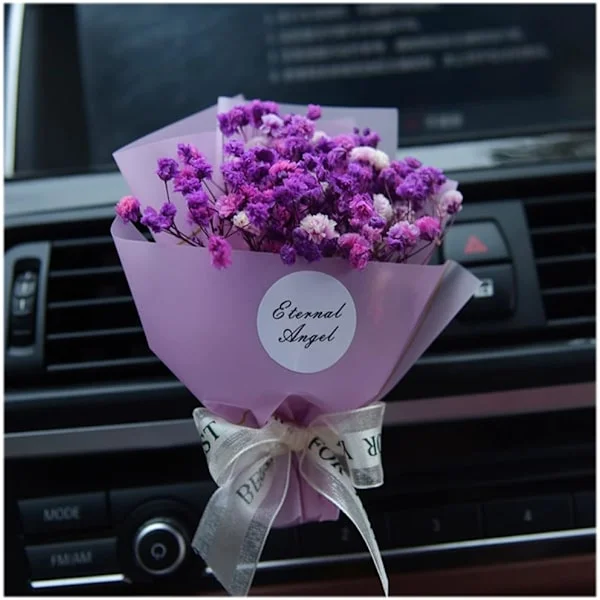 Tørret blomst Gypsophila bil aromaterapi klips, Gypsophila tør blomsterbuket bil klips, bil luftfrisker, bil luftventil klips til kvinder, lilla