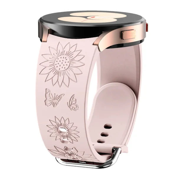 Auringonkukkakaiverrettu ranneke yhteensopiva Samsung Galaxy Watch 7 6 5 4 40mm 44mm Naisten kanssa, 20mm pehmeä silikoniranneke, ACK_OF