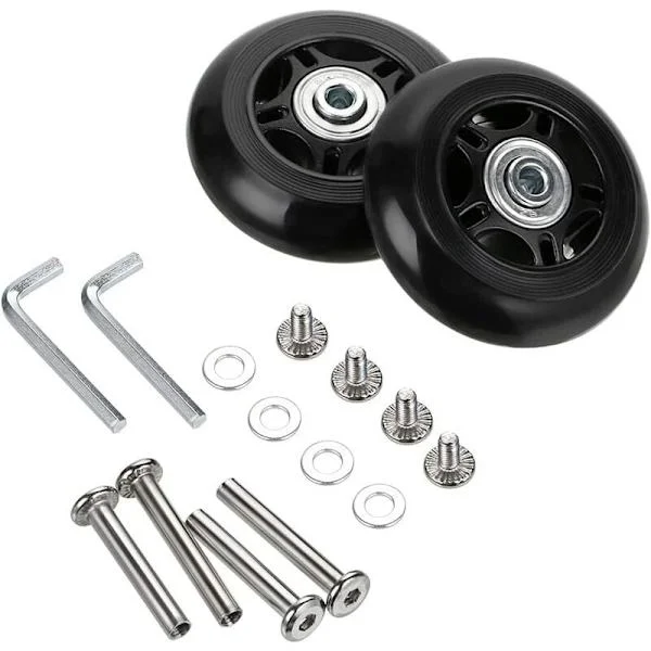 2pcs Suitcase Wheels Replacement Wheels Bearing Repair for Luggage Suitcase 70×24mm, Black