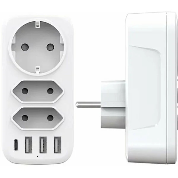 USB-jatkojohto, seinään kiinnitettävä jatkojohto 3 pistorasialla ja 3 USB-portilla (3A), 6-in-1 4000W Multi-USB-laturi, USB-jatkojohto kotiin