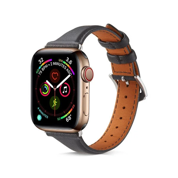 Smalt Läderarmband Apple Watch Series 11 46mm Svart
