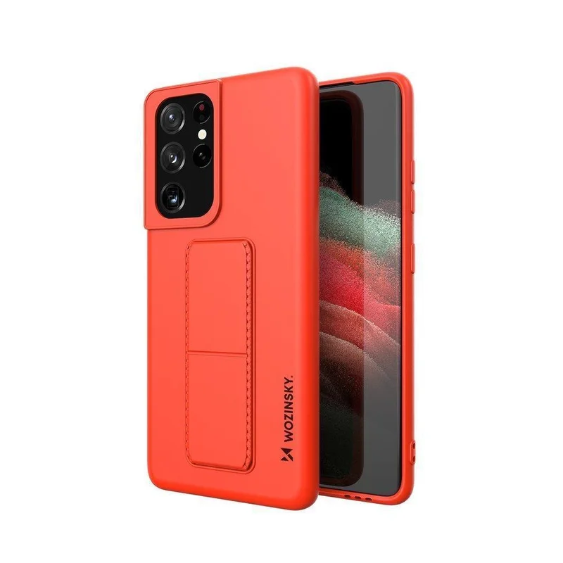 Wozinsky Kickstand-etui silikonetui med stativ Samsung Galaxy S21 Ultra 5G rød