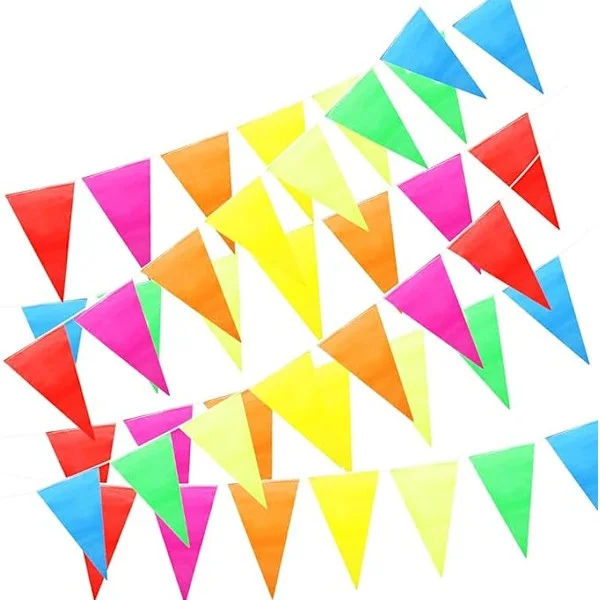 50m Flerfarget Vimpel, Stoff Vimpel Girlander, Trekant Banner, Banner Flagg, Utendørs Vimpel 100 Stk