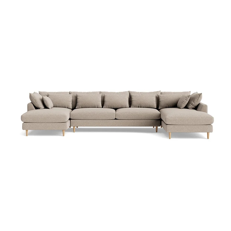 Ofelia U-sofa, venstrevendt - Boston Beige - 377x210x85cm - Blød U-sofa med puder & medium komfort - Beige