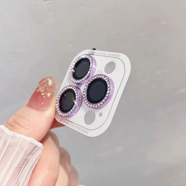 2-3st Lyx Diamant Kameraskydd kompatibelt iPhone 16 15 14 13 12 Pro Max Plus Glitter Ring Lins Glas Bakre Linsskydd Glänsande Skal