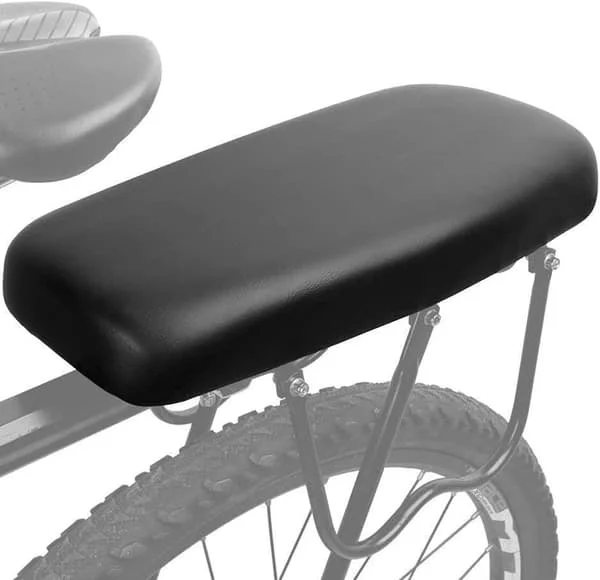 Sykkelsete med ryggstøtte, bagasjebrett for terrengsykkel, ergonomisk design, mykt trekk bred pute, universell passform for komfortabel barnesete, nyt