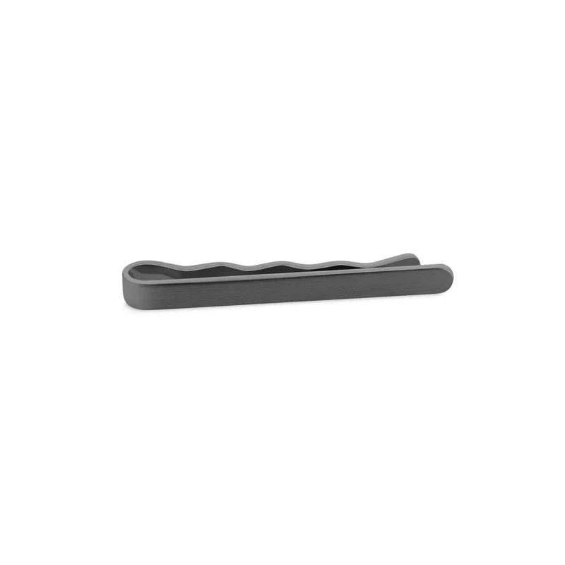 Pince à cravate arrondie gris foncé mate de 4 cm pour hommes - Pinces à cravate pour cravates slim