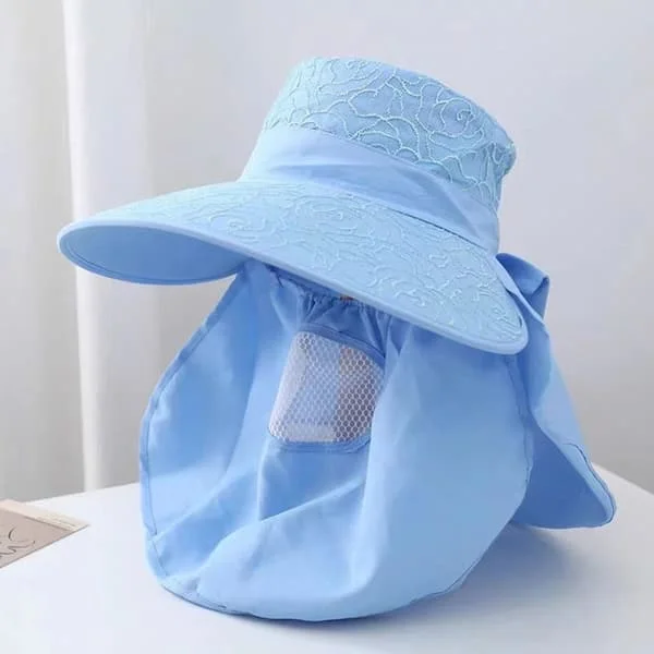Solhatt Dame Luer BLÅ