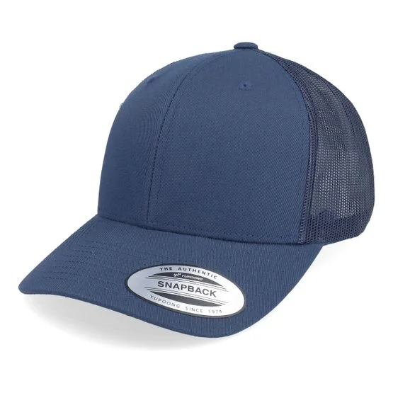 Yupoong - Blå trucker Caps - Retro Navy Trucker @ Hatstore