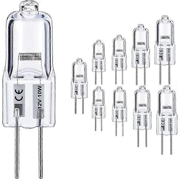 G4 Glödlampa, 10-pack Halogen G4 12V 10W med G4 Bi-pin Sockel, Högeffekts G4 Lampa 12V 150LM 3000 Timmar Lång Livslängd, G4 Dimbar, CRI100 & 28 Wal...