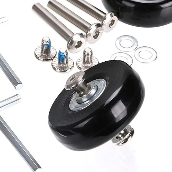 Kuffertreservehjul til Trolley Kuffert, 2 stk. 45mm Hjul, Gummi Metal Kuffert Drejelige Lejer Sæt Reparationshjul Sort