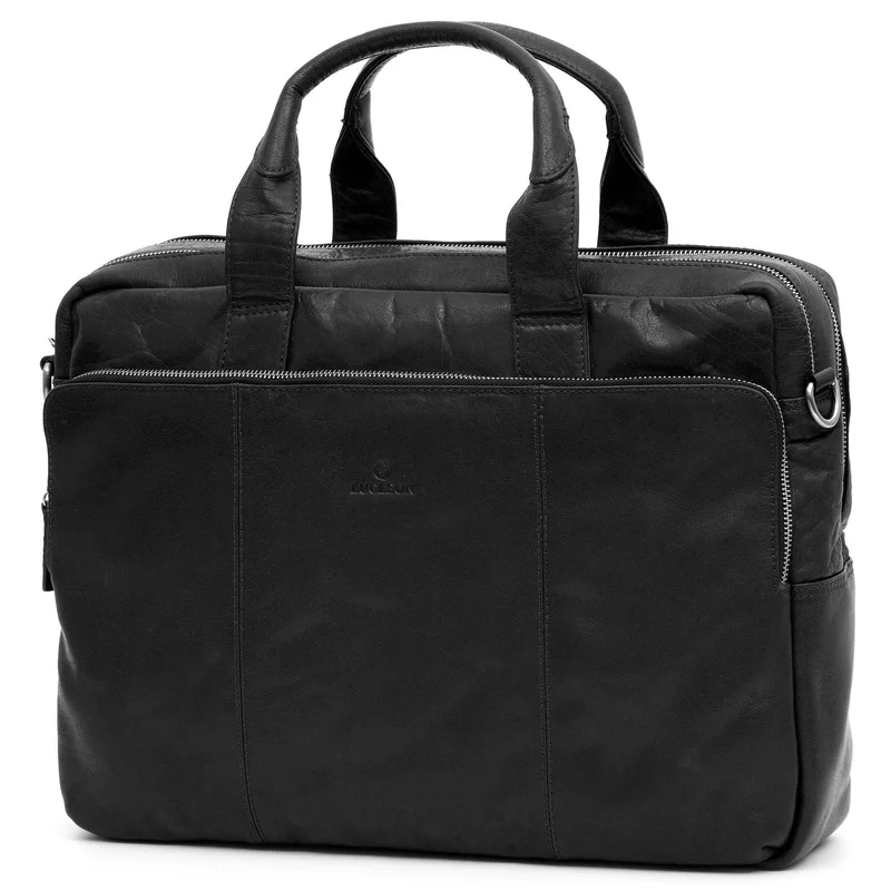 Montreal Schwarze Leder Arbeitstasche für Männer - Ledertaschen