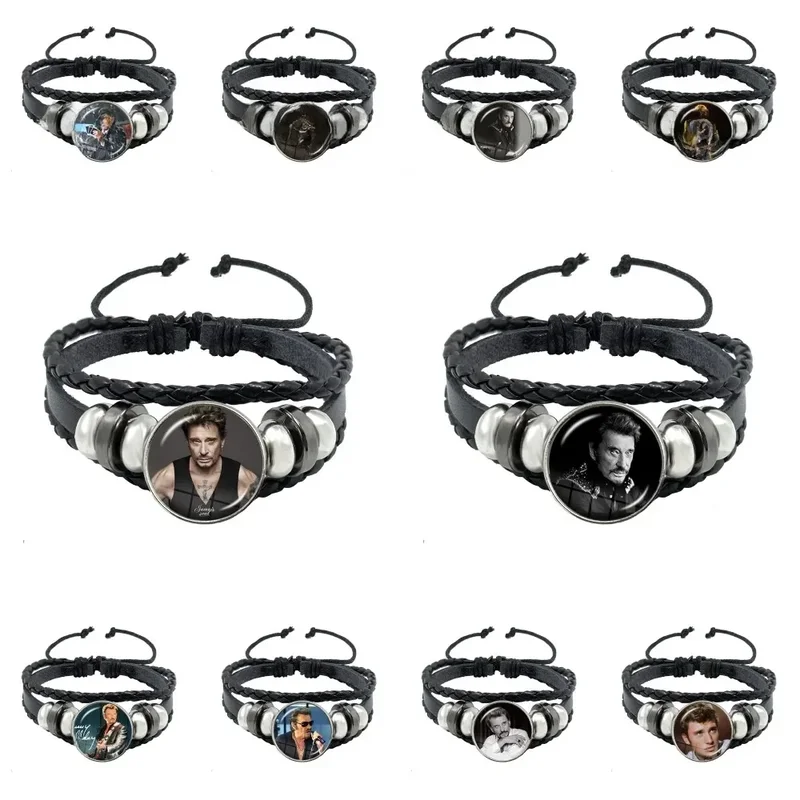AliExpress - Johnny Hallyday Bracelet en cuir multicouche Rock Star Art affiche verre bracelets faits à la main Bracelet bijoux pour hommes cadeaux