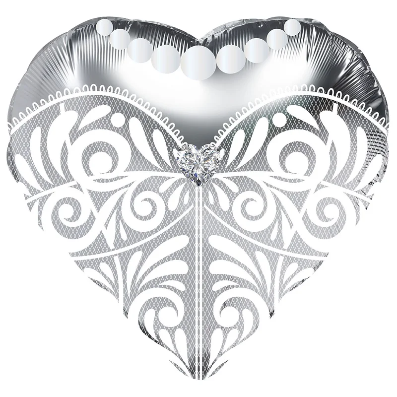 Folieballong Bröllopsklänning Silver 45 cm
