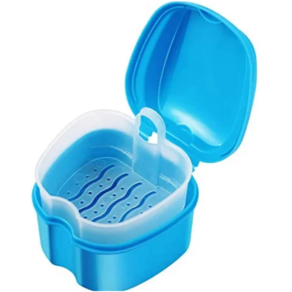 SUPVOX Proteseetui Ortodontisk tannregulering Oppbevaringsbeholder for falske tenner (lyseblå)