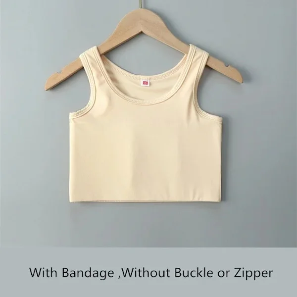 Kvinde flad brystbinder med bandage pullover halv længde korset lingeri transboy lesbisk trans undertøj vest brystbinder hud