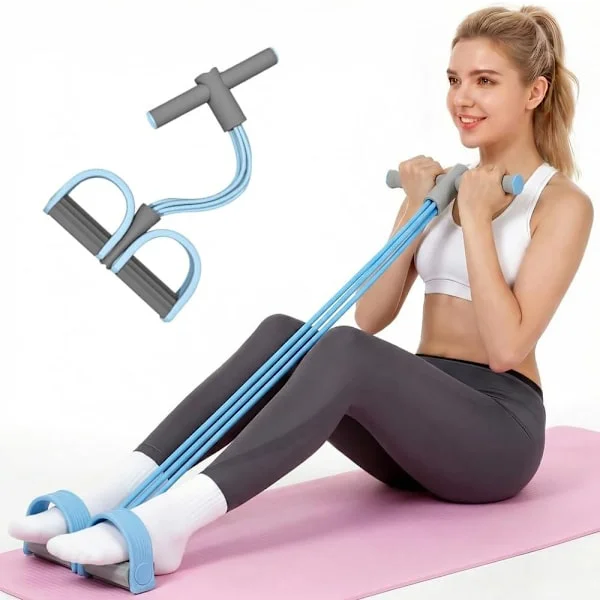 Pedal Resistance Band with Handles, 6-Tube Multifunctional Elastic Yoga Resistance Band, Natural Rubber Foot Pedal Resistance Band, Stretch Training 