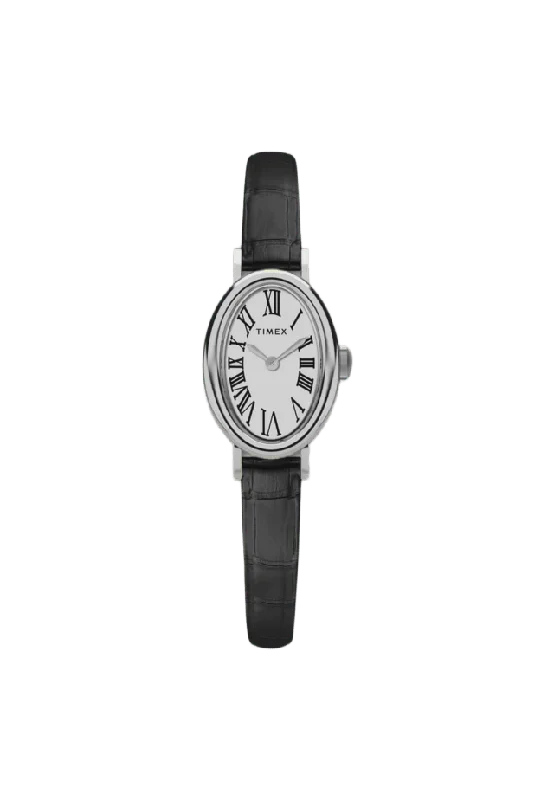 Timex Cavatina Dam, Vit/svart Läderrem - Tw2w78400 Klockor Dam 19 mm