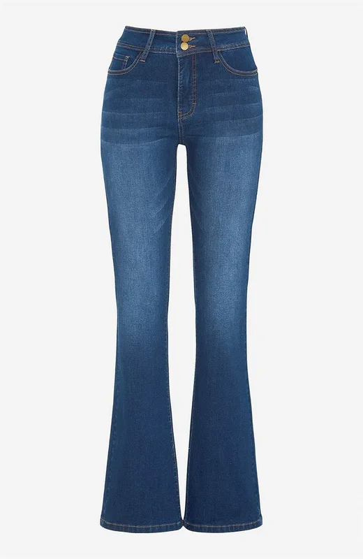 Cellbes of Sweden - Shaping jeans med bootcut og stretch i mørk blå / denim for damer i størrelse 60