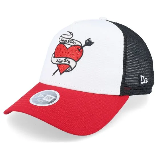 New Era - White trucker Caps - Womens Rhinestone White/Black/Red Trucker @ Hatstore