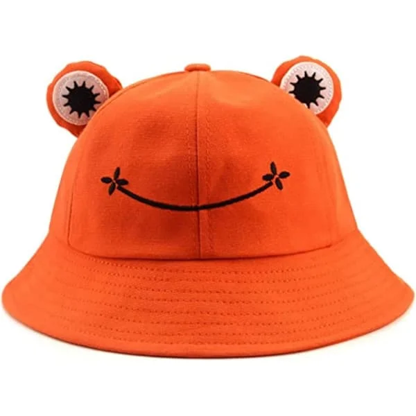 Grod-solhatt, grod-bucket-hatt herr fiskarhatt dam-bucket-hattar för kvinnor herrhattar sommarkeps Orange L
