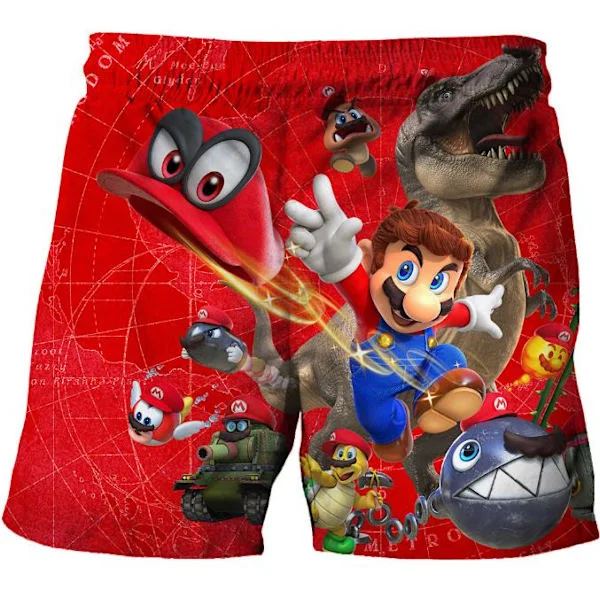[SC]Kids 3D Super Mario Bro Swimsuits Swim Trunks Beachwear Surf Gift D 130cm