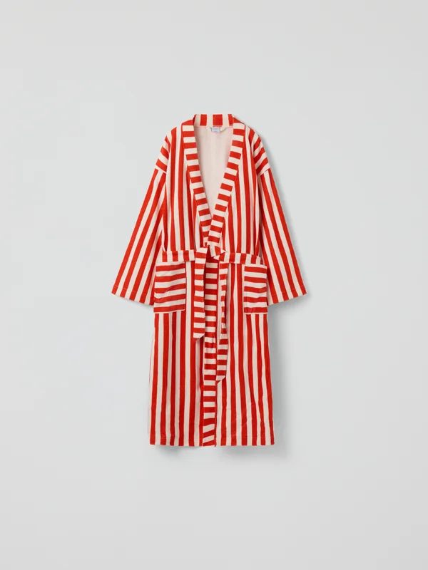 Dressing gown striped adult - orange - Size: XL