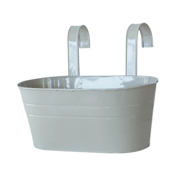 Avtakbar Dobbel Krok Blomsterpotte Vegghengt Oval Metall Plantebøtte Hjemme Ornament for Innendørs Rekkverk Hage