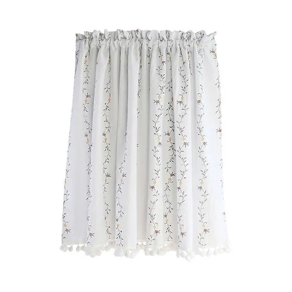 Vit Kort Gardiner i Bomull för Köksrumsdekoration 140X60CM Solskydd 1-pack [DB] Hvit 140X60CM