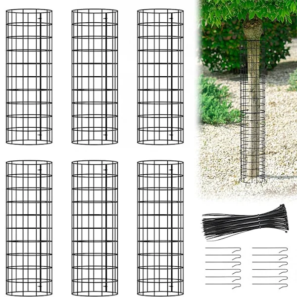 Paket 16,5" Trädskydd i Metall - Nätöverdrag för Växter - Barkskydd mot Rådjur, Kaniner, Katter, Gnagare, Gräsklippare med Buntband och