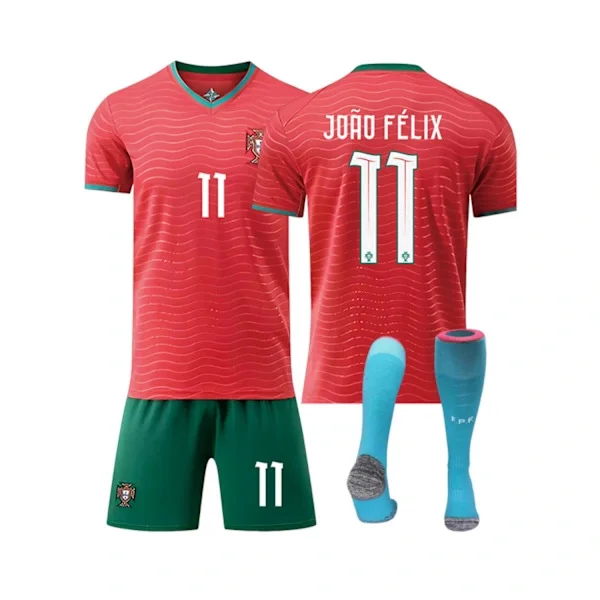 2026 VM Portugal Hjemmetrøje NR.11 Joao Felix Fodboldtrøje Shorts Sæt - Fodboldtøj til Drenge Piger Unge Mænd Fans Træningsgave 20