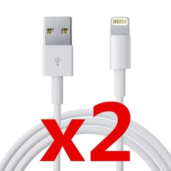 2-pak 2m Lightning-kabel kompatibel med iPhone X 8 8+ 7 7+ 6S 6 5SE 5 USB-datakabel Hvid